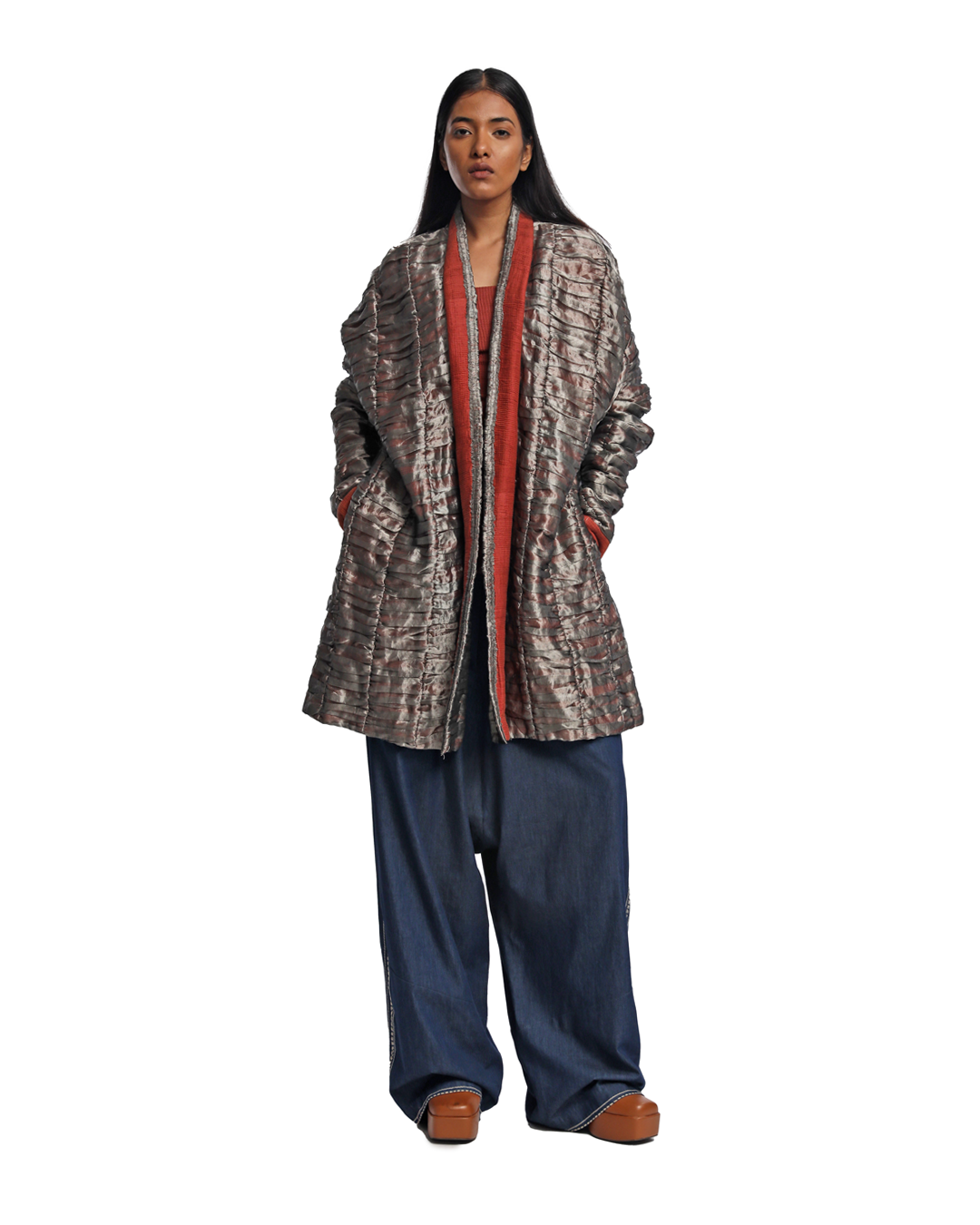 Handwoven Textured Liquid Molten Kinji Jacket