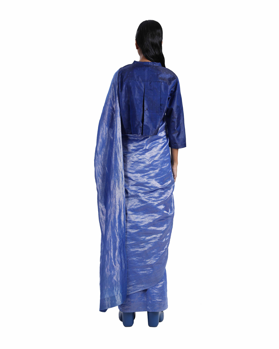 Handwoven Silk Metallic Chevron Saree