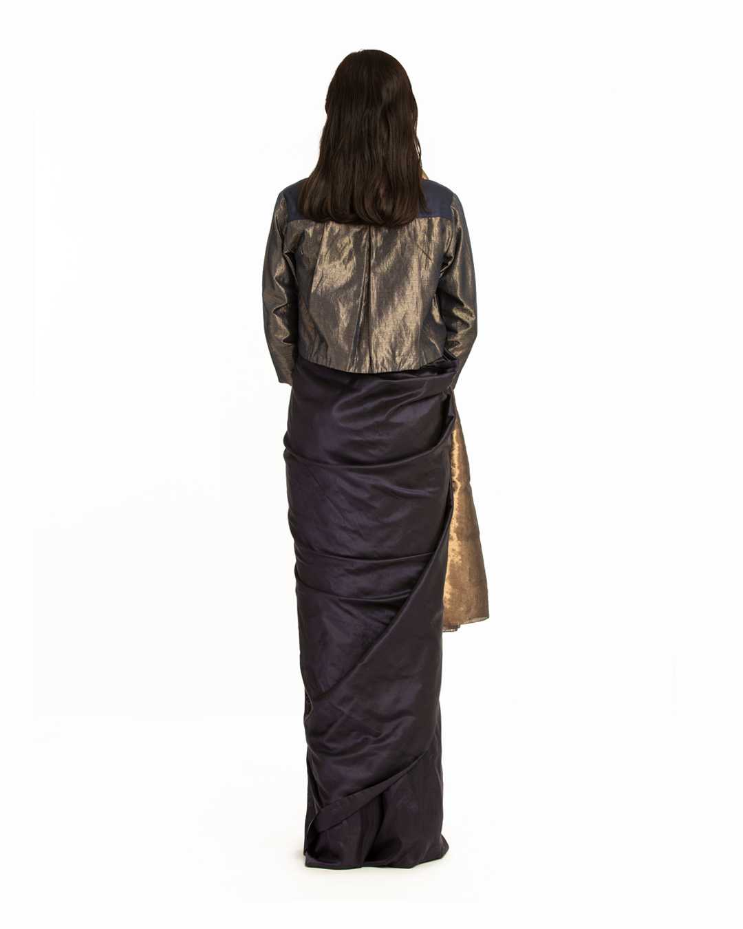 Handwoven Blue Gold Zari Palla Saree