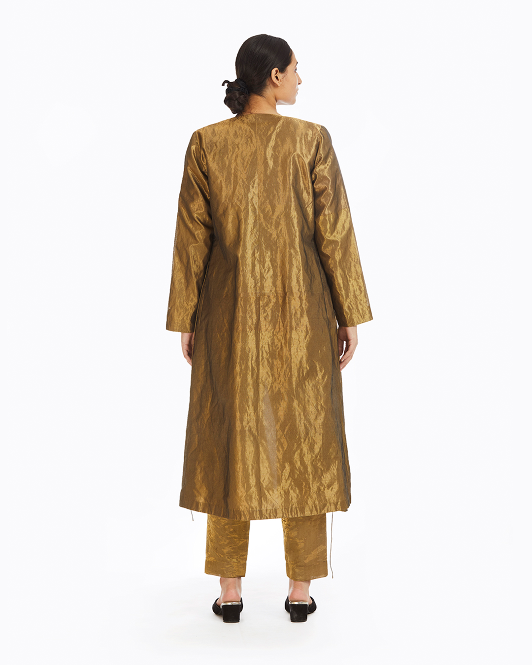 Handwoven Liquid Molten Gold Metallic Angrakha
