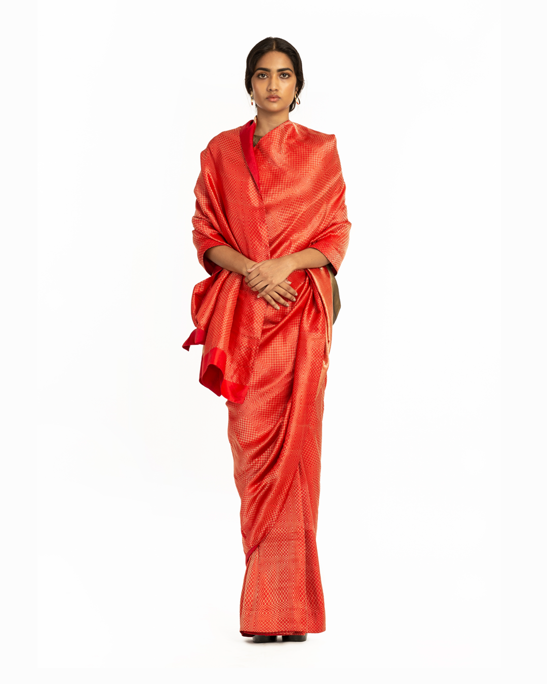 Handwoven Red Dotted Varanasi Saree