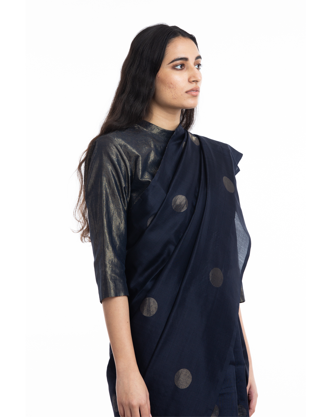 Handwoven Blue Circle Silk Saree