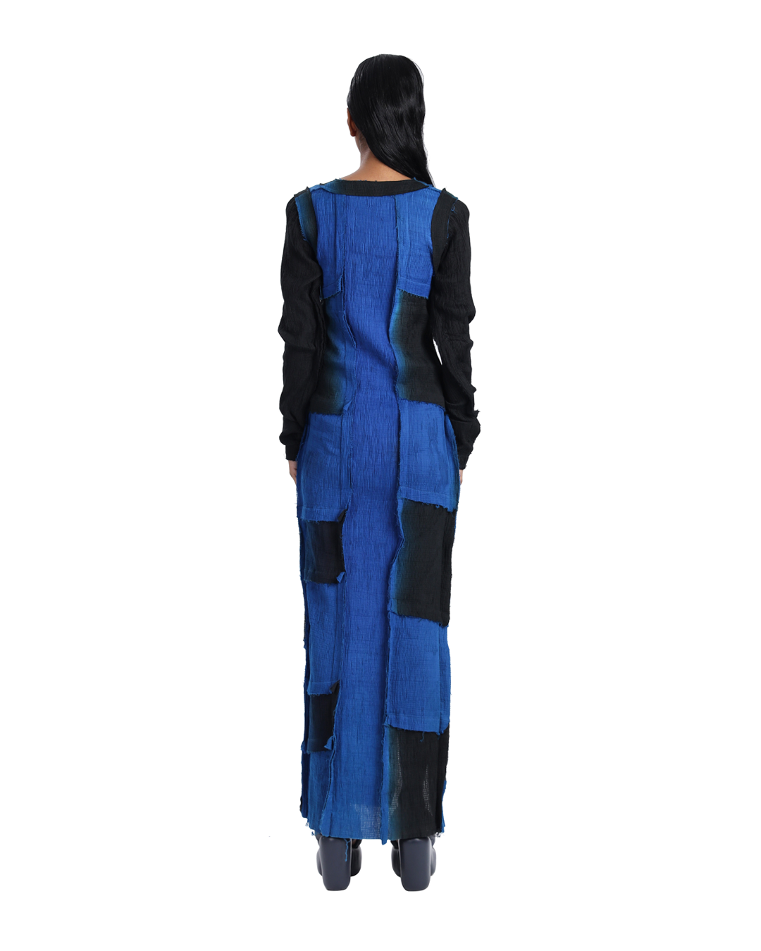 Handwoven Cotton Silk Shaded Panelled Kinji Dress