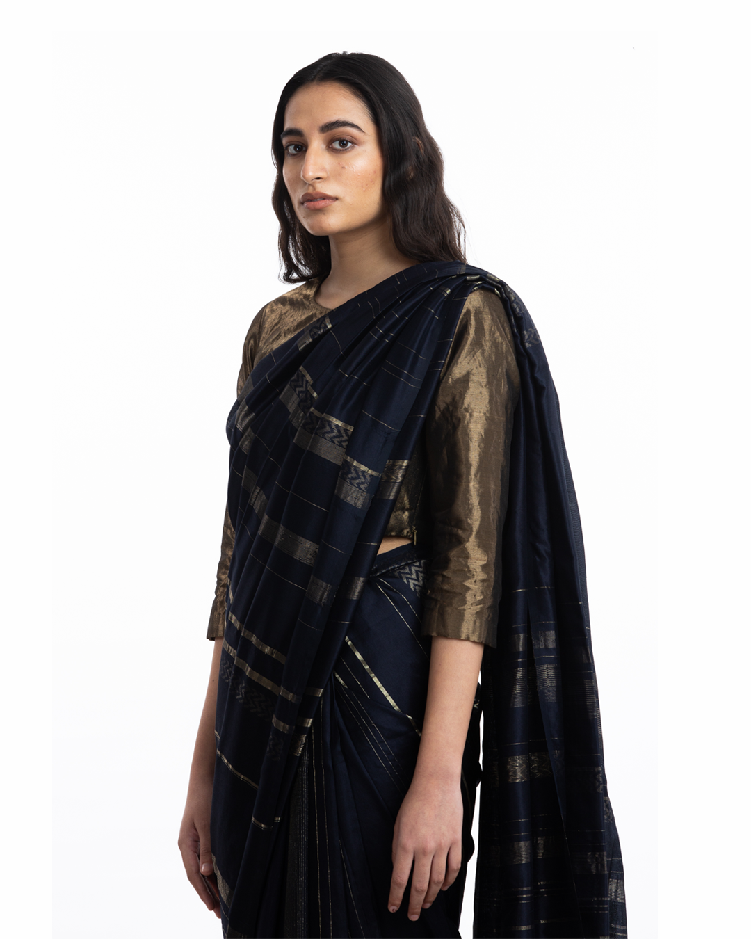 Handwoven Blue Engineered Silk Saree