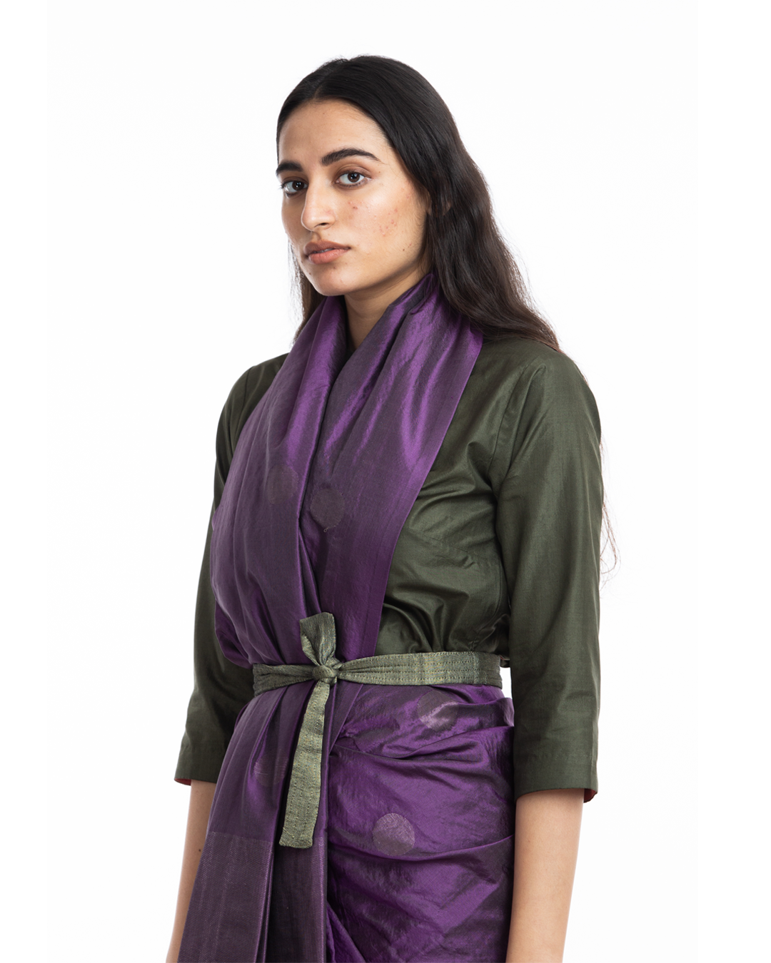 Handwoven Purple Circle Silk Saree