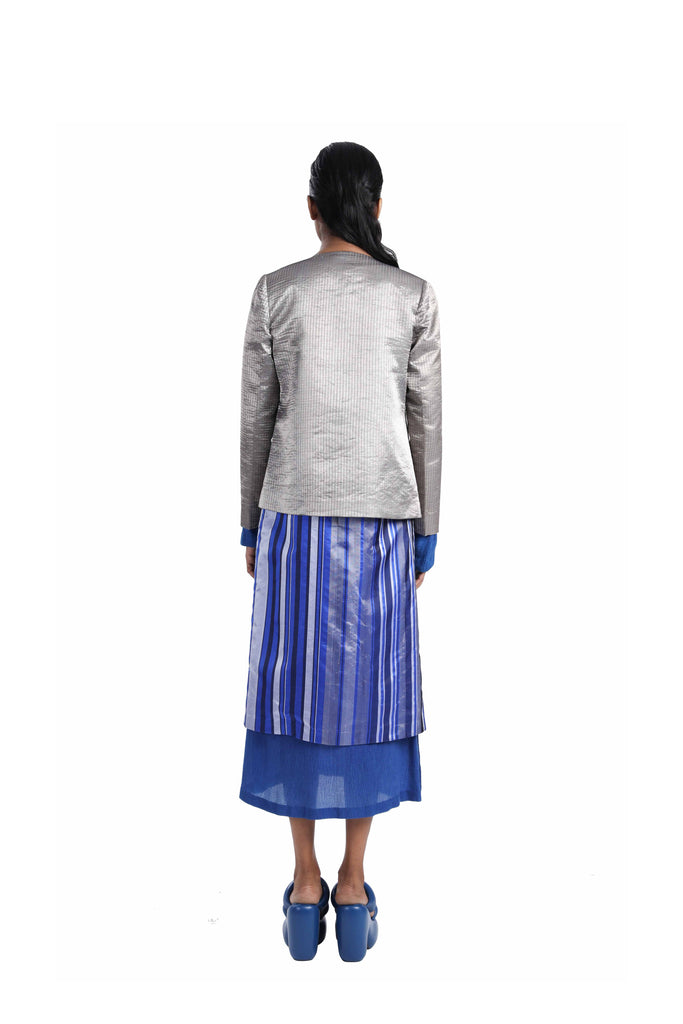 Handwoven Texture Liquid Molten Silver Jacket (Delivery in 4-6 Weeks)