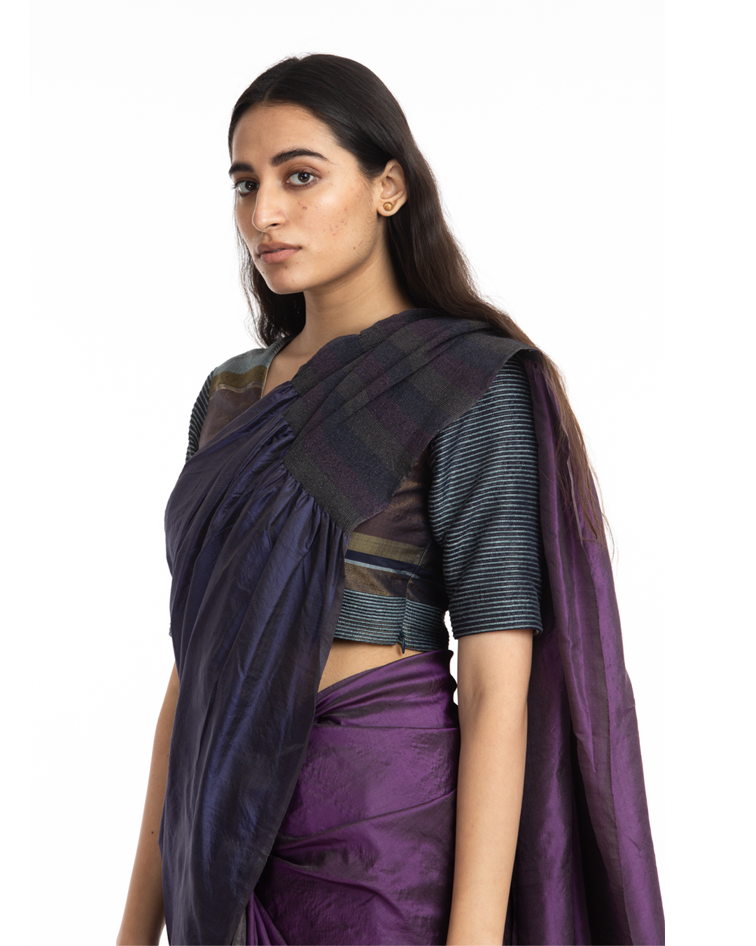 Handwoven Purple Blue Kinji Palla Saree