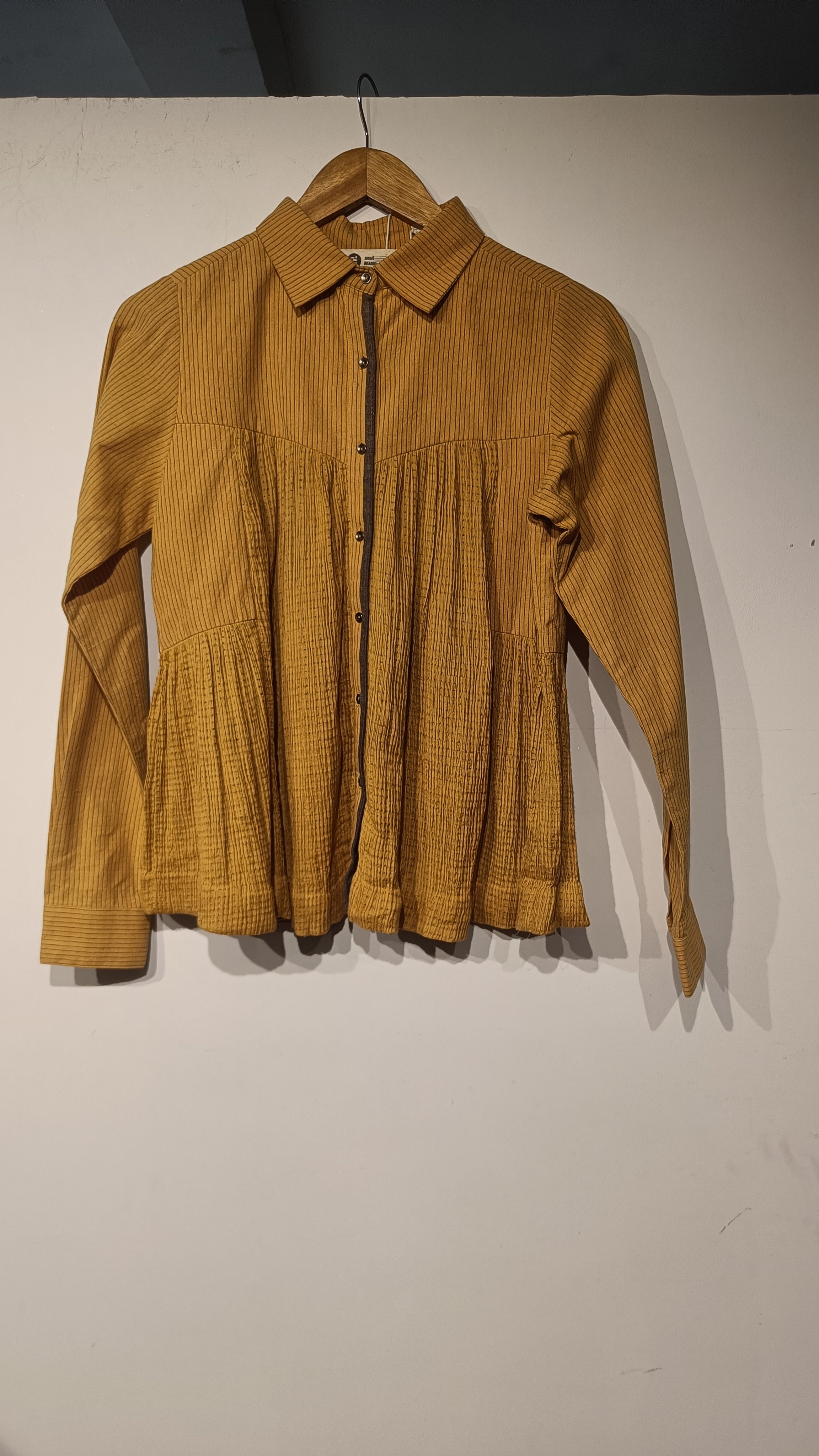 Handwoven Cotton Yellow Pinstripe Kediya Top