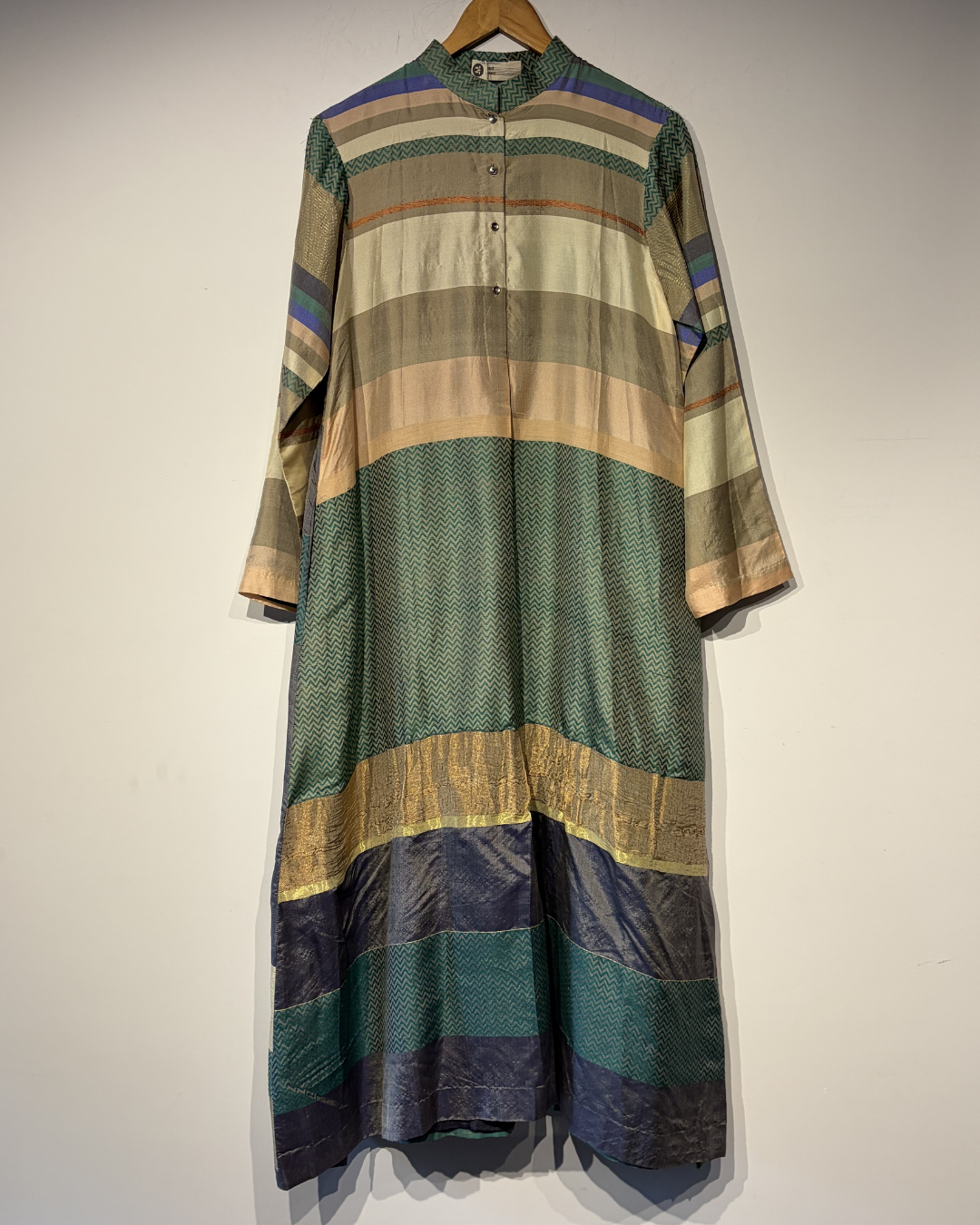 Handwoven Silk Engineered Striped Dress