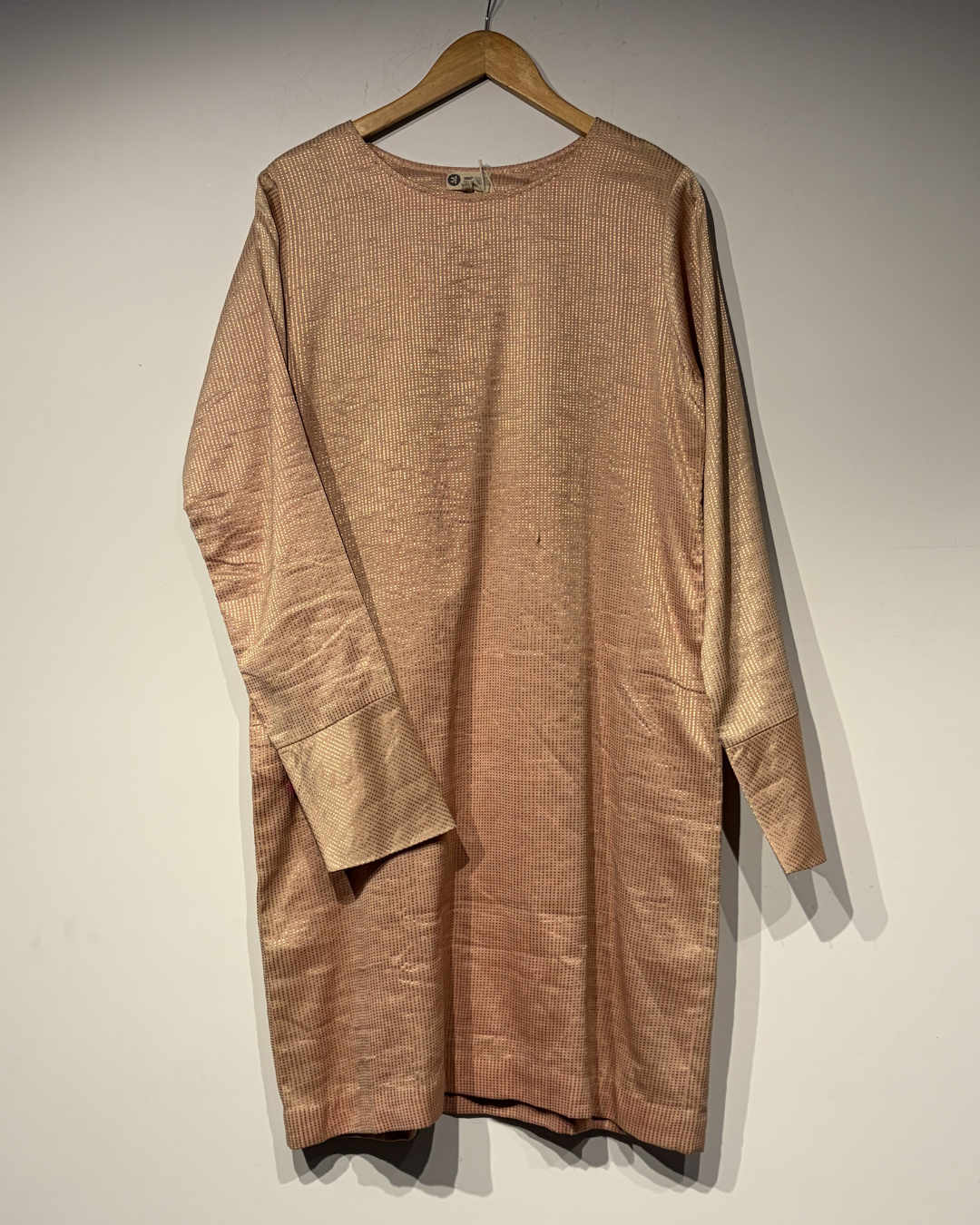 Handwoven Silk metallic textured tunic pink