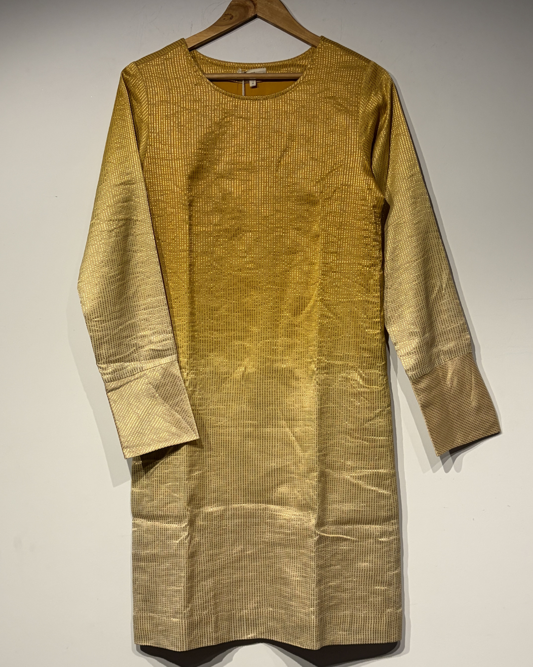 Handwoven Silk metallic textured Ombre tunic Yellow