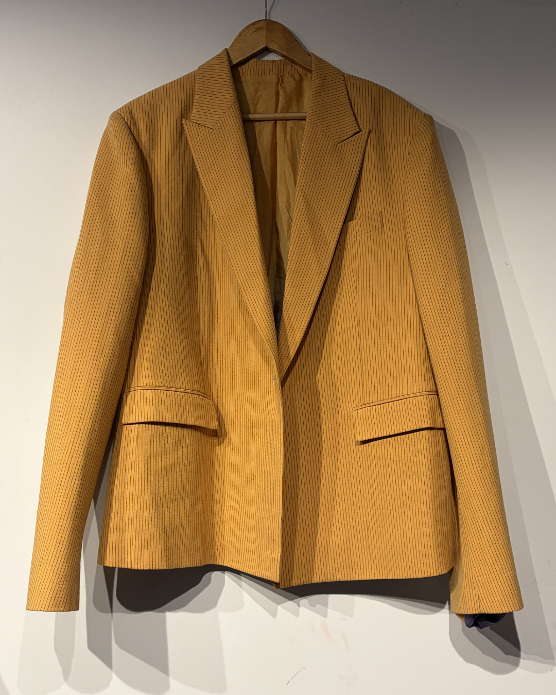 Handwoven Ochre Striped Oversized Cotton Jacket