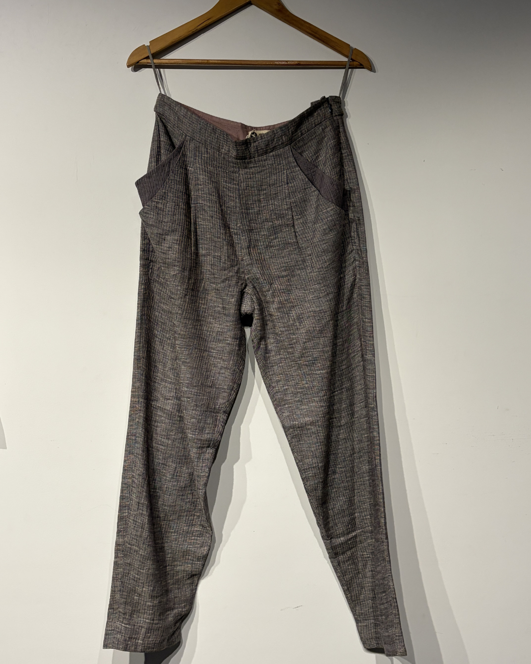 Handwoevn Linen Silk Striped Trouser
