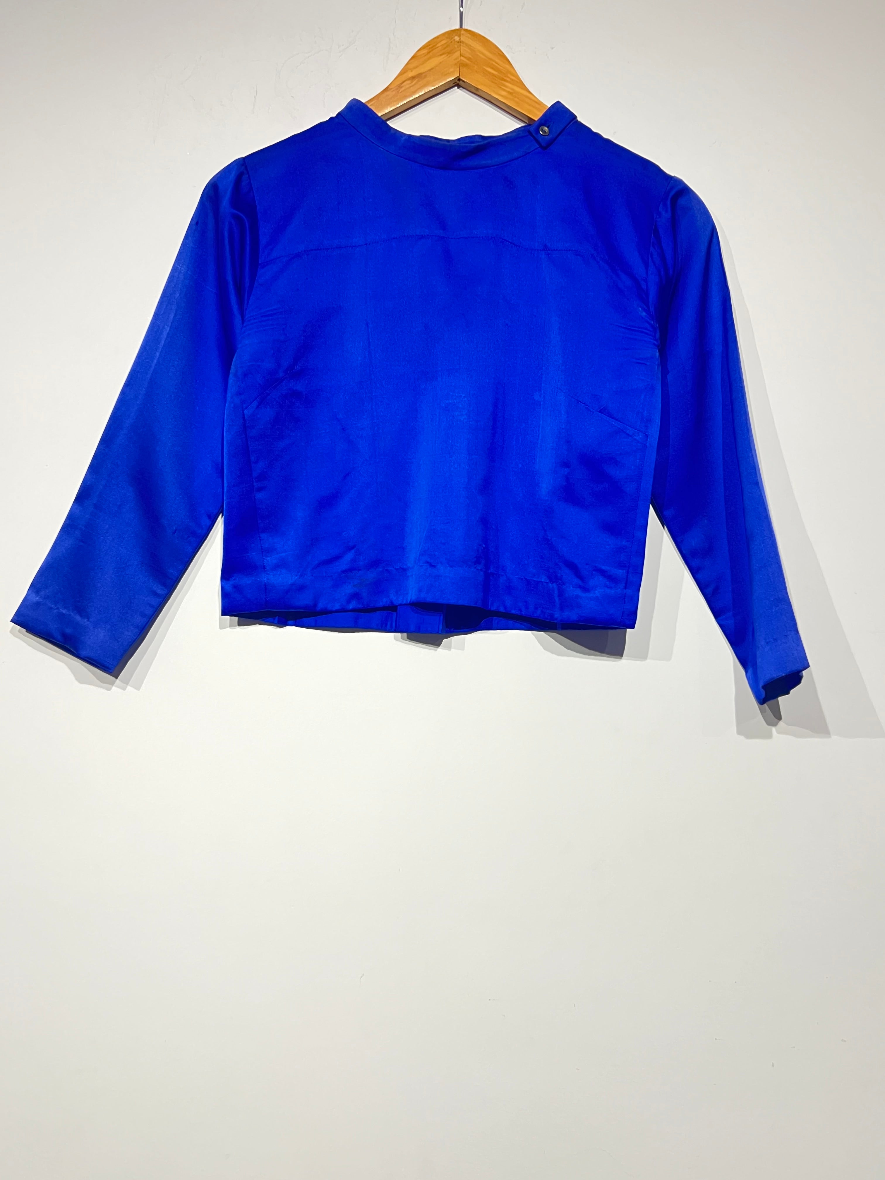 Handwoven Silk Blue Satin Blouse