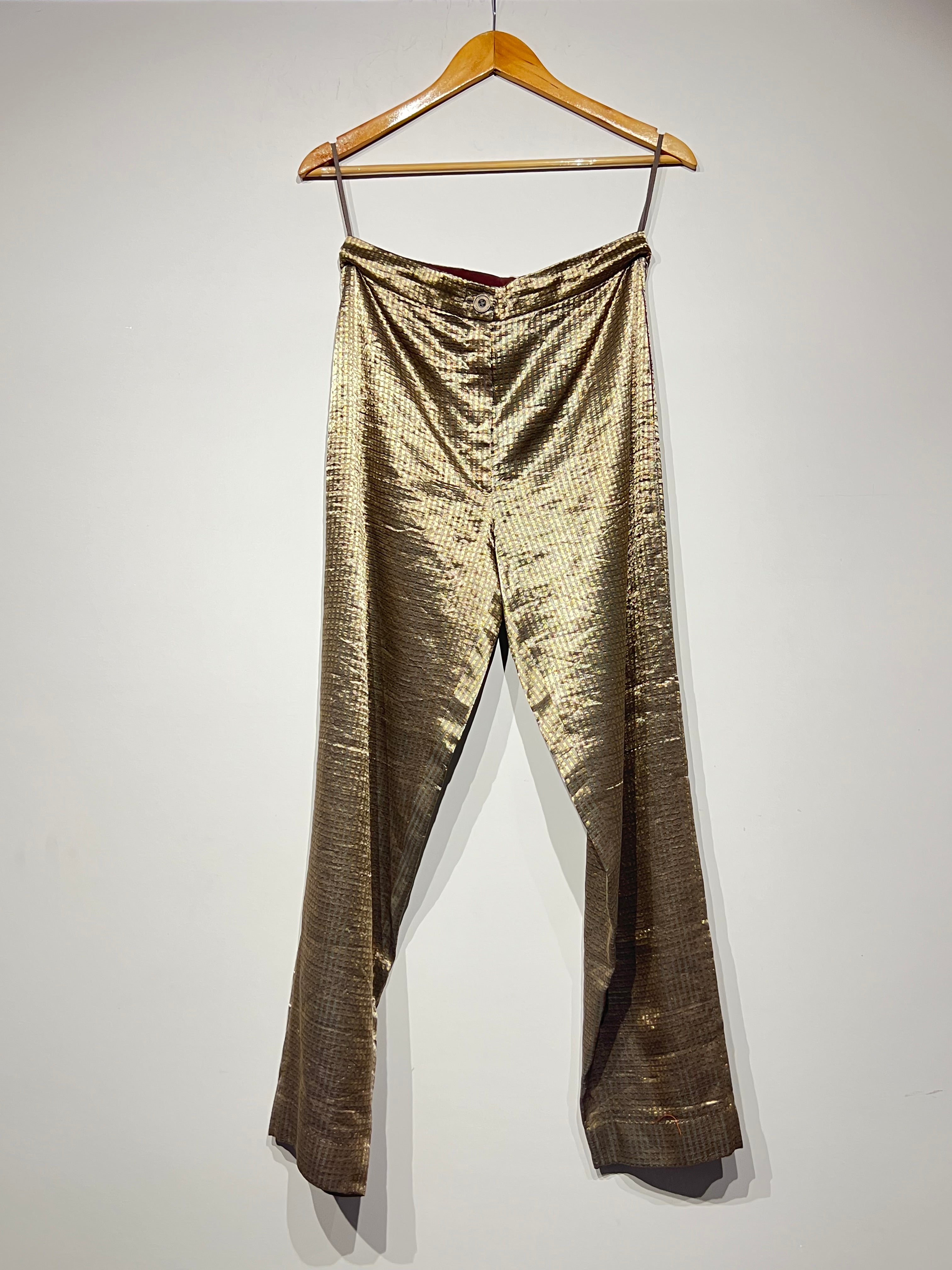 Handwoven Silk textured metallic trousers