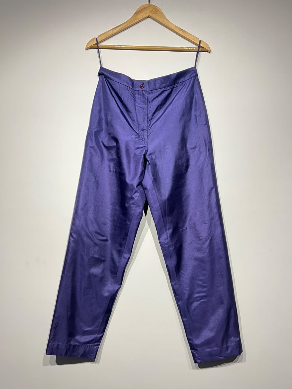 Handwoven Blue Silk Straight Fit Trousers