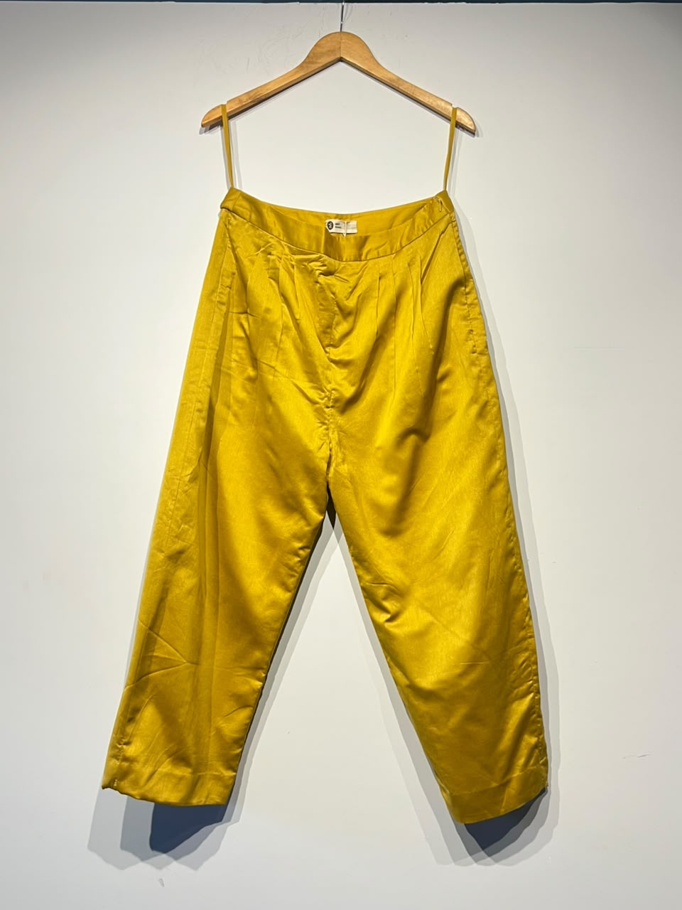 Handwoven Yellow Silk Straight Fit Trousers