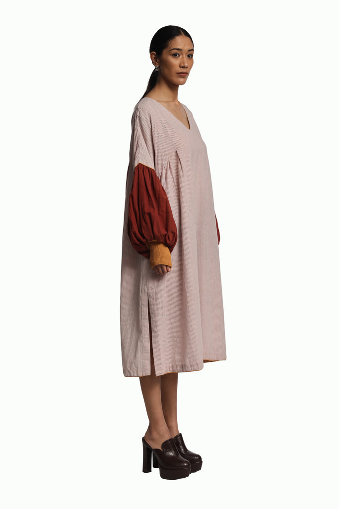 Handspun Pink Balloon Sleeve Dress