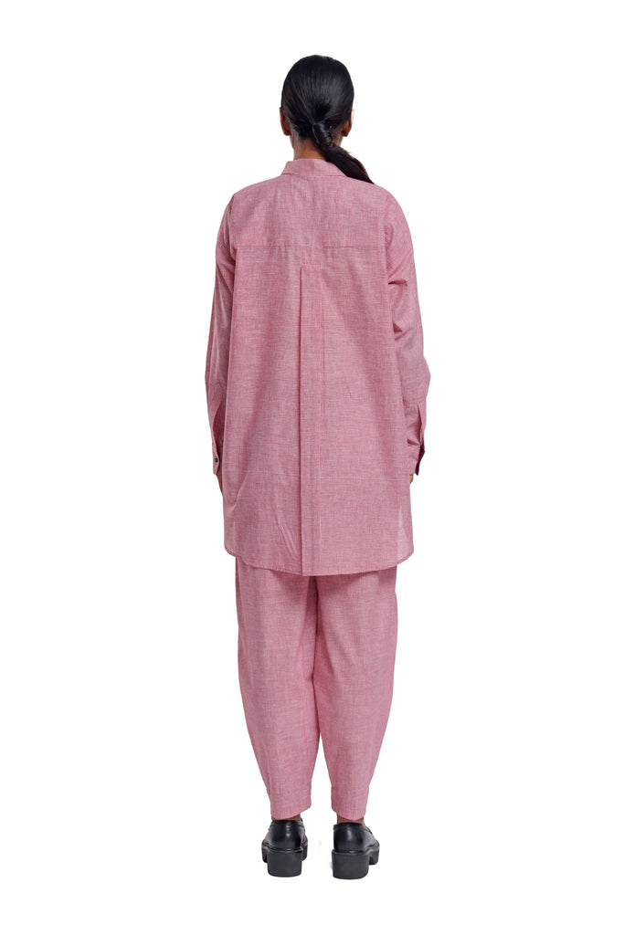 Handspun & Handwoven Pink Checkered High Low Shirt