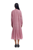 Handspun and Handwoven Pink checkred long frill dress