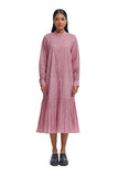 Handspun and Handwoven Pink checkred long frill dress