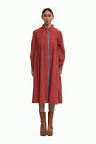 Handwoven Kinji panelled gathered rust dress