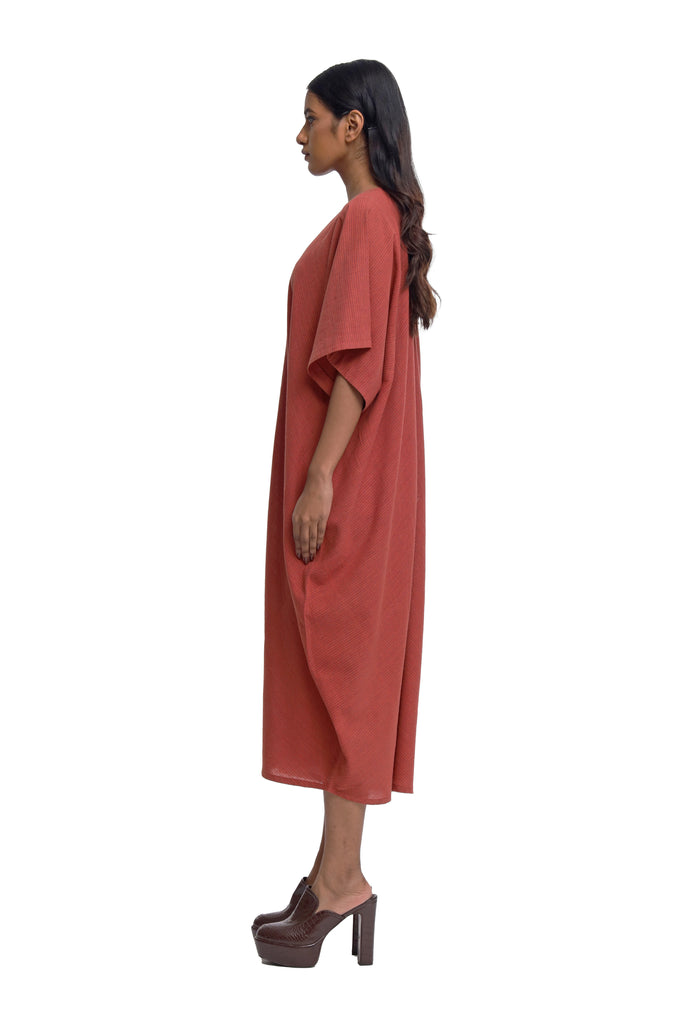 Handwoven Striped Cotton Cocoon Dress