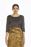 Handwoven Black Gold Textured Metallic Blouse
