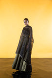 Handwoven Black Chevron Lehenga Set