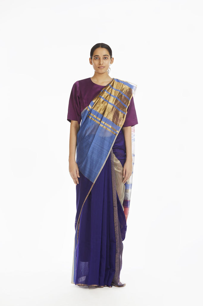 Handwoven Pink Purple Engineered Saree