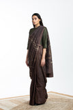 Handwoven Brown Engineered Silk Saree