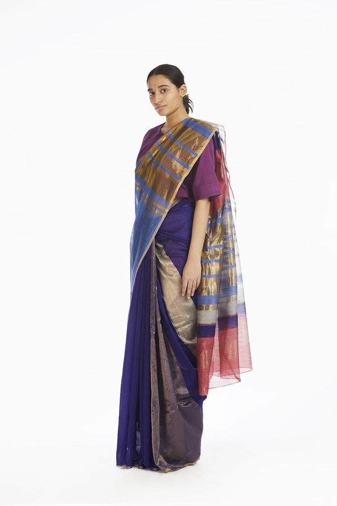 Handwoven Pink Purple Engineered Saree