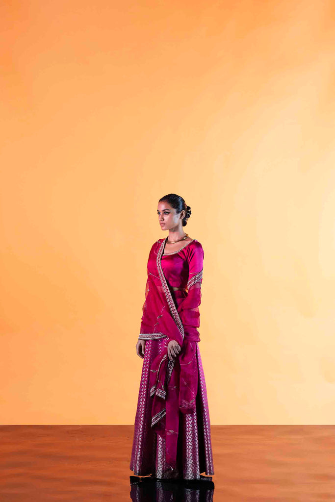 Handwoven Pink Oscar Lehenga Set