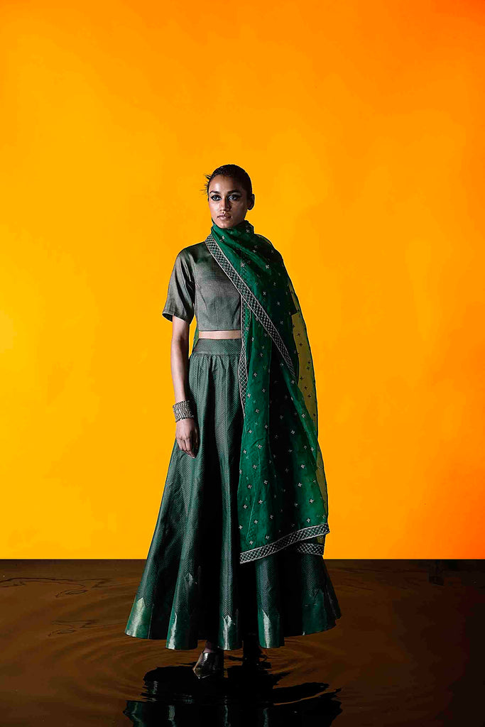 Handwoven Green Forest Dupatta
