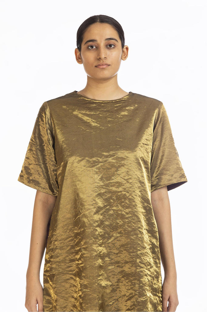 Handwoven liquid Molten Gold Metallic Tunic