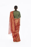 Handwoven Red Chevron Saree