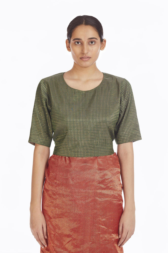 Handwoven Red Chevron Saree