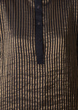 Handwoven Black Gold Short Button Placket Tunic