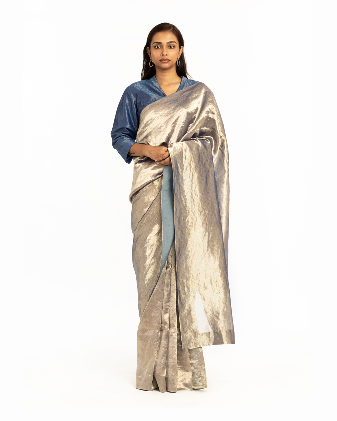 Handwoven Electirc Blue Textured Saree