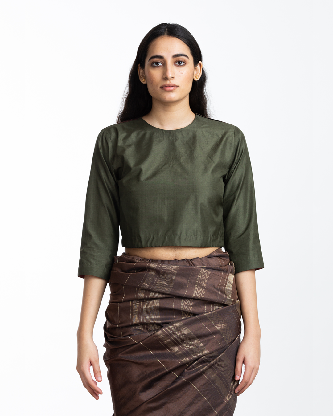 Handwoven Olive silk Blouse