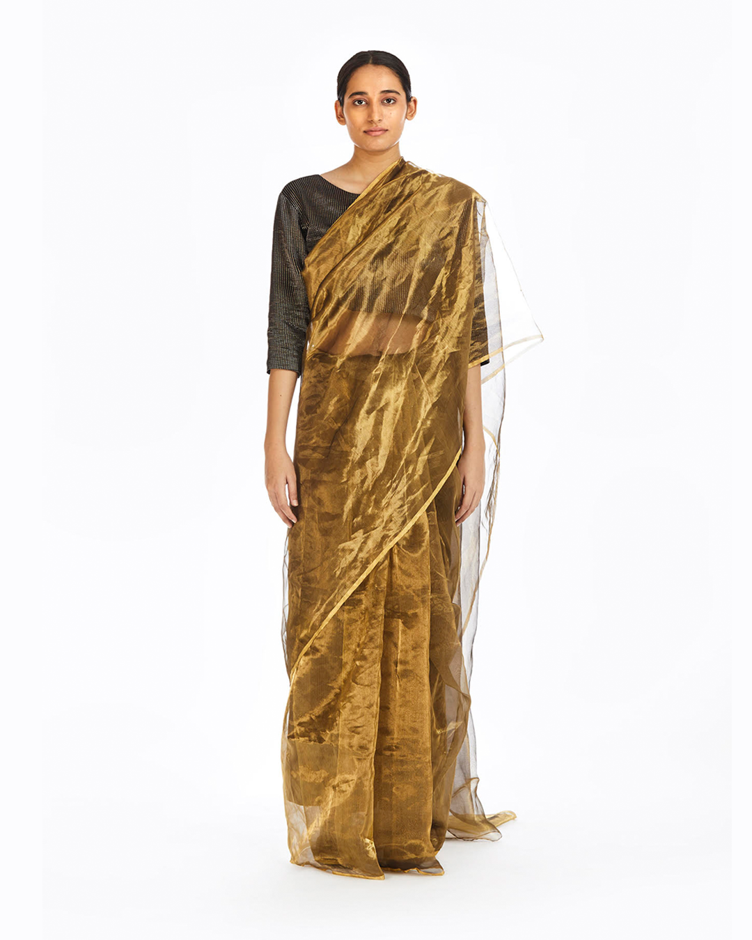 Handwoven Liquid Molten Gold Metallic Saree