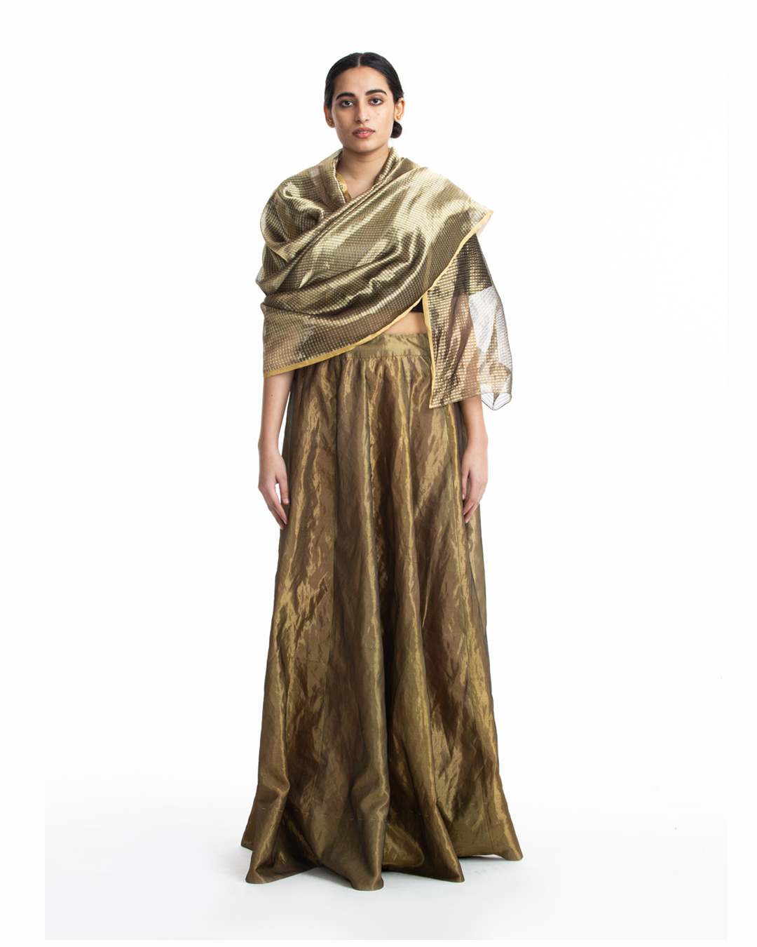 Handwoven Gold on Silver Textured Metallic Dupatta