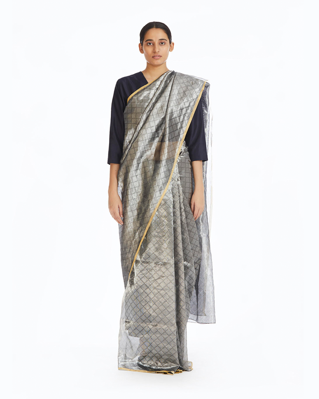 Handwoven Silver Longline Metallic Saree