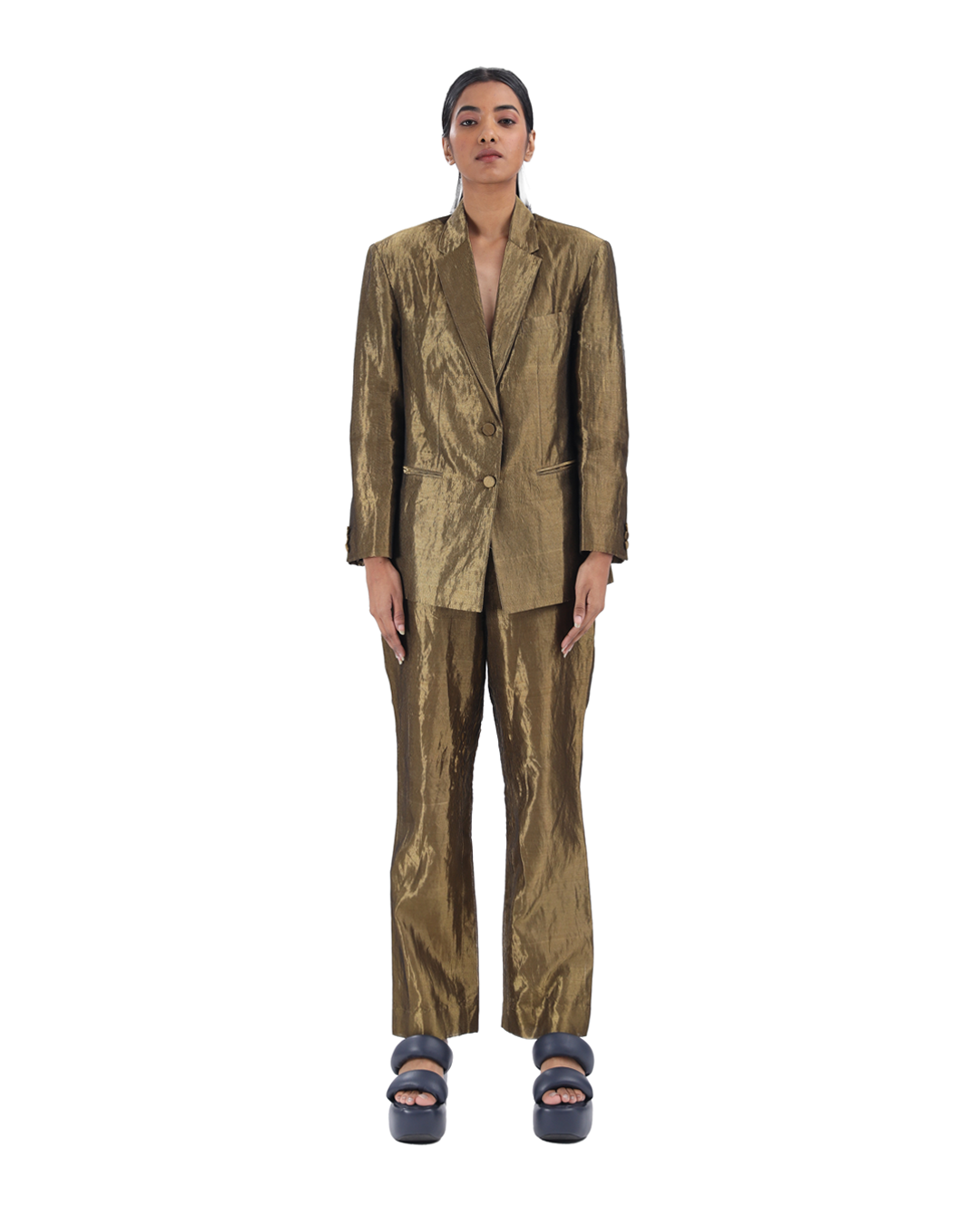 Handwoven Liquid molten metallic gold Blazer