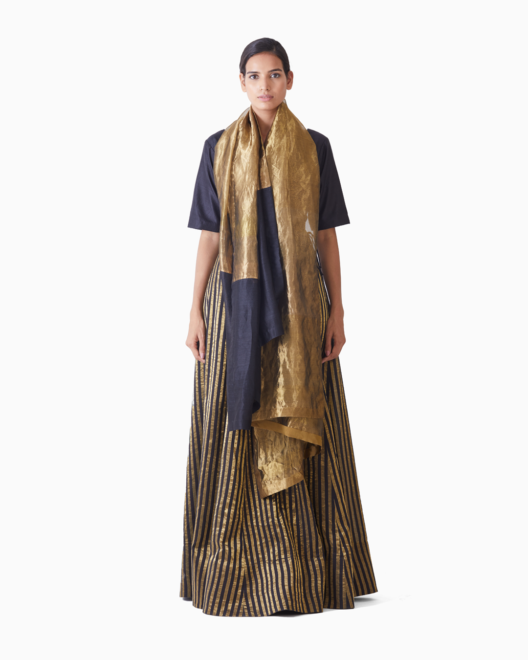 Handwoven Gold Black Metallic Dupatta