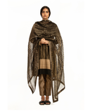Handwoven Black Gold Striped Sillk Zari Dupatta