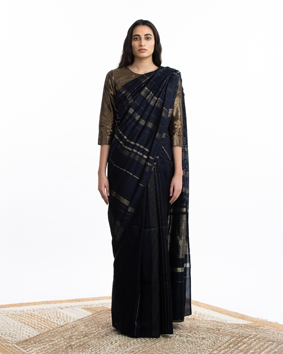 Handwoven Blue Engineered Silk Saree