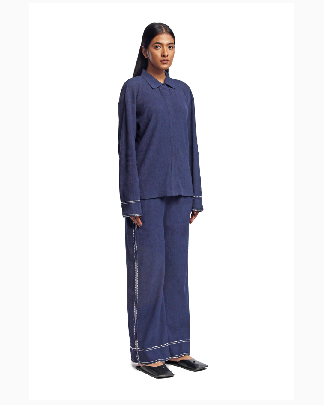 Handwoven Bamboo Blue Shirt