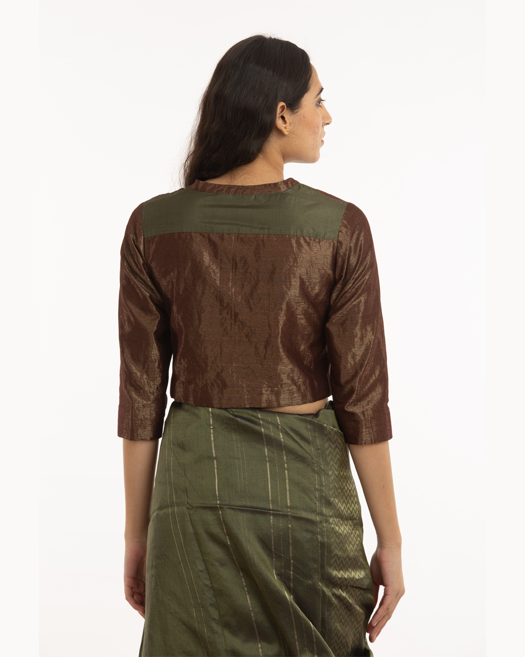 Handwoven brown shameem metallic Blouse