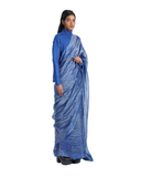Handwoven Blue Gold Striped Silk Zari Saree